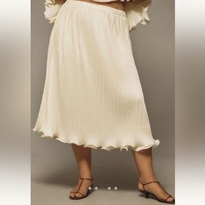 Plisse Pencil Midi Skirt